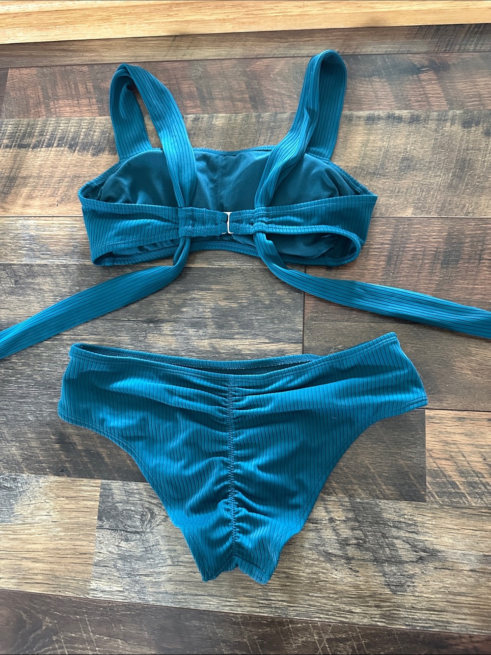 Teal Ribbed Two-Piece Bikini - Picture 2 of 2